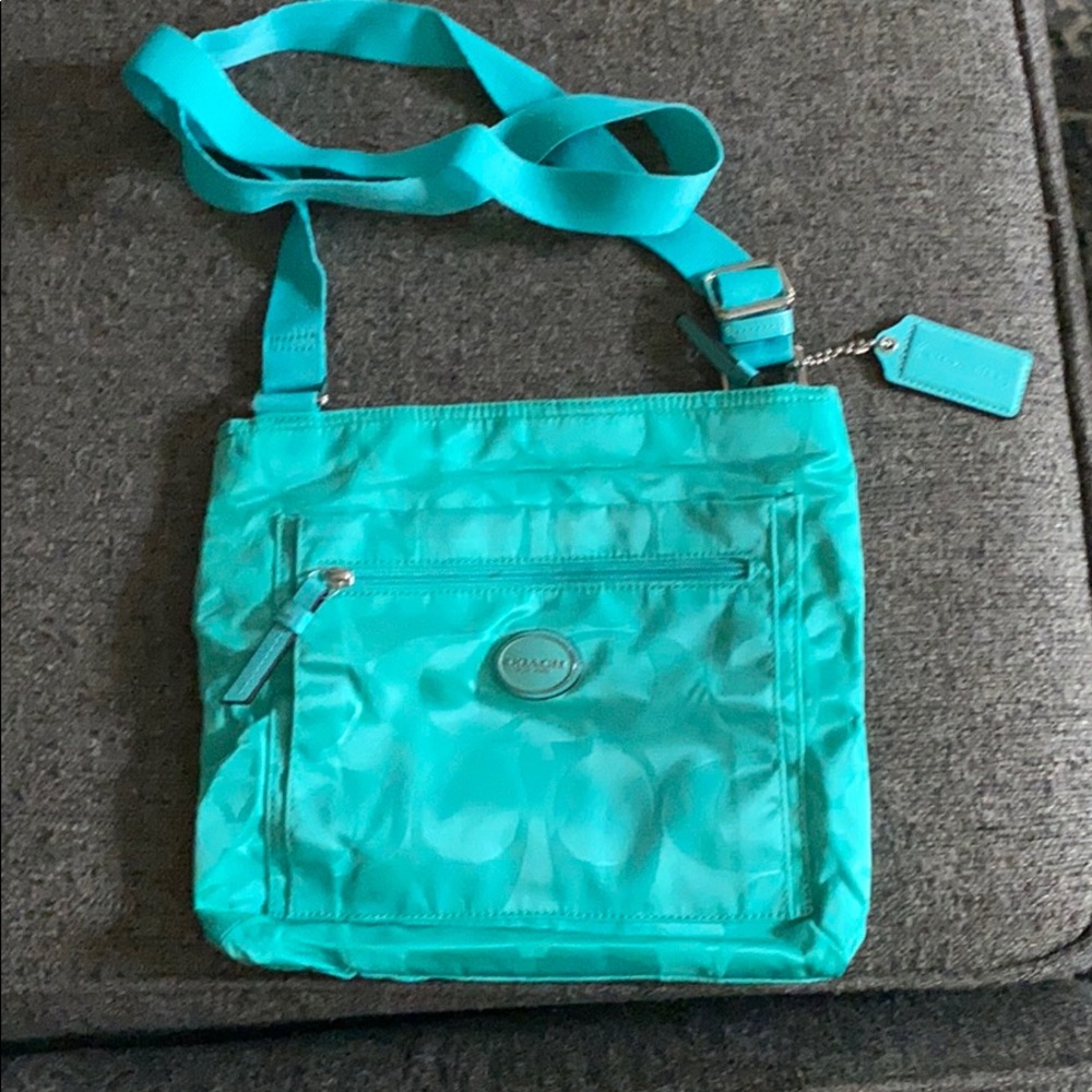 Teal coach crossbody handbag (authentic)